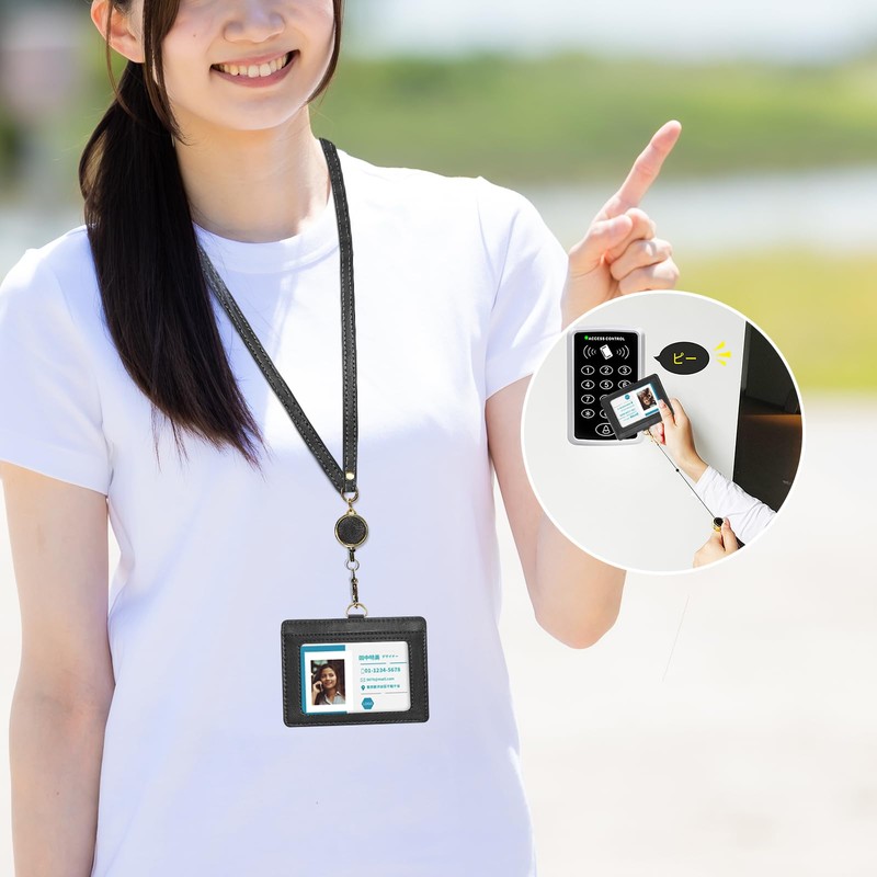 X-Lounge ID Card Holder, Name Holder, Genuine Leather, Horizontal Type,
