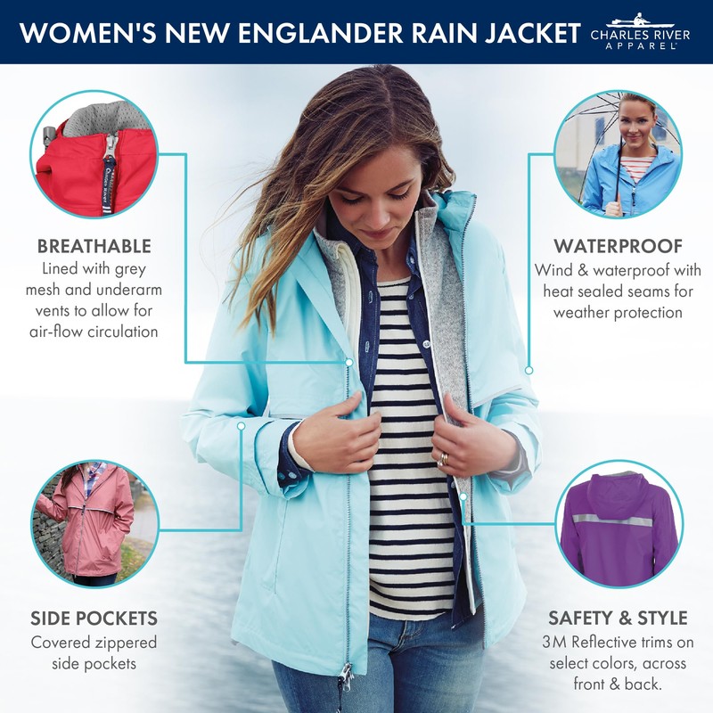 Charles River Apparel New Englander Wind & Waterproof Rain Jacket,
