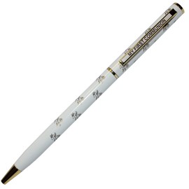 CBC Distributors First Holy Communion Keepsake Gift Ballpoint Pen Ball Pen with Gold Inscription (White with Gold Detail)