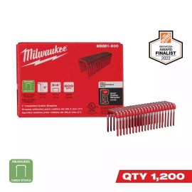 Milwaukee 1 in. Insulated Cable Staples for M12 Cable Stapler, 600 Pack - 1200