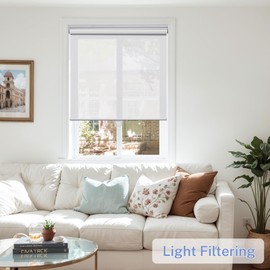 UrMoon Roller Shades Blinds for Windows Cordless Light Filtering Spring Roller Blinds and Shades (Light Filtering - Pearly White, 34" W x 64" H)