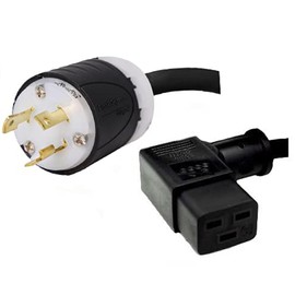 NEMA L6-30P to Right Angle C19 Power Cord - 8 Foot, 20A/250V, 12 AWG - Iron Box # IBX-9874-08