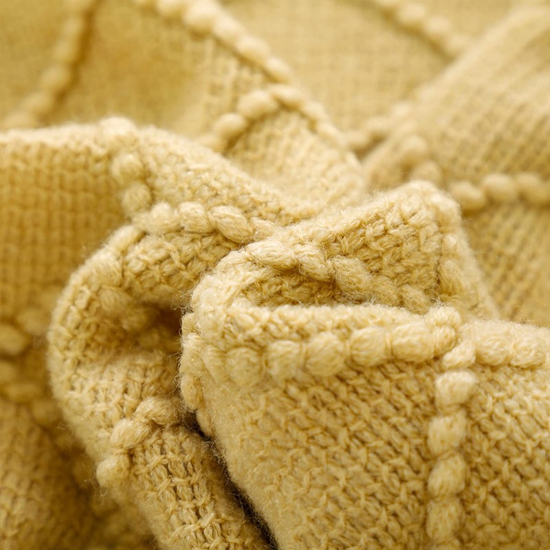 BOURINA Textured Solid Soft Sofa Throw Couch Cover Knitted Decorative