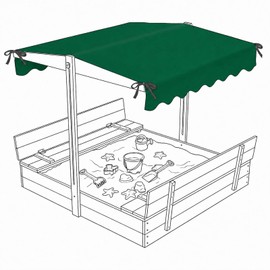 SATINIOR 47 x 63 Inches Sandbox Replacement Canopy Dark Green Top Cover for Sandbox with Canopy UV Resistant Waterproof Oxford Fabric Roof Cover for Outdoor Shade Shelter