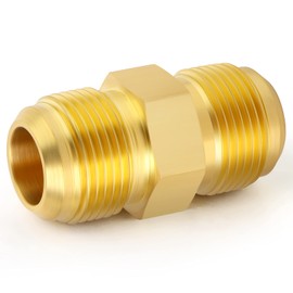 TAISHER Metals Brass 5PCS 3/4 Inch Flare x 3/4 Inch Flare Coupler Tube Fitting, Pipe Connector Union Gas Adapter