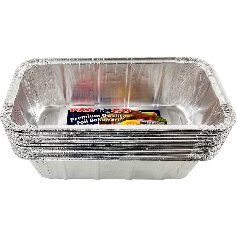 PACTOGO 1.5 lb. Aluminum Disposable Rectangle Loaf Pans For Serving,