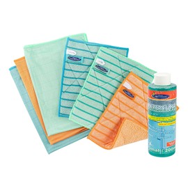 Aqua Clean Microfibre Window Cloth Ultra Plus Crystal 6 Pieces + Magic Shine 200 ml