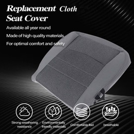 SecosAutoparts Driver Side Bottom Replacement Cloth Seat Cover Diesel Gray #X8 Compatible with Dodge Ram 1500 2500 3500 4500 5500 2013 2014 2015 2016 2017 2018
