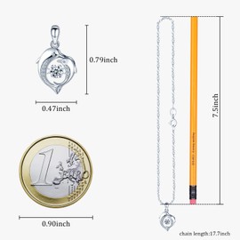 MICMIF Women's Necklace 925 Silver Dolphin Pendant with White Zirconia Double Dolphins Necklace Ocean Jewellery for Women Girls Mum, Cubic Zirconia Sterling Silver Fabric Zirconia Sterling silver,