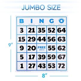 GSE Games & Sports Expert 50-Pack Jumbo Bingo Cards, Large Font Numbers, Reusable Bingo Cardboard for Large Groups, Family/Friend Parties, Bingo Game Nights