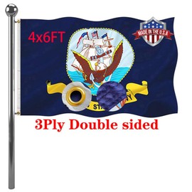 Jayus Double Sided Navy Flag 4x6 Ft- Vivid Color 200D United States Naval Military Flags with 2 Brass Grommets UV Fade Resistant