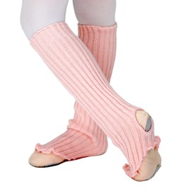 DANCEYOU Ballet Leg Warmers Girls Children Dance Warmers Ballet Warmers with Heel Hole Leg Warmers 40 cm for Dancing Sports Yoga, pink