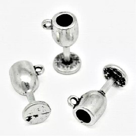 Unbranded 10 Champagne Wine Glass Charm 3D Antique Silver 16 x 5 mm US Seller 1300