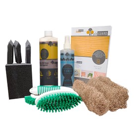 TeakGuard Teak Cleaning Supplies Bundle with 16oz Teak Cleaner and Brightener, Super Cleaner 8 oz, Wood Cleaner Scrub Brush, Foam Brushes & Bronze Wool