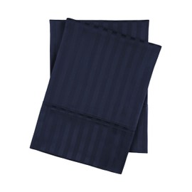 Superior Egyptian Cotton 300 Thread Count Duvet Cover Set, Soft Comforter Covers, Luxury Bed Essentials, Button Closure, Striped Decor, Includes 1 Duvet Cover, 2 Pillow Shams, Full/Queen, Navy Blue