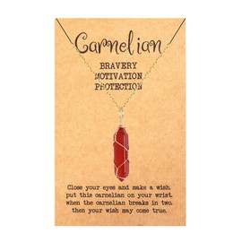 6PCS Healing Crystal Necklace for Women Rose Quartz Necklace Carnelian Necklace Jewelry Amethyst Gemstone Necklace Gifts