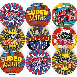 144 Superhero Maths - 30mm - Glossy Reward Stickers for Teachers & Parents