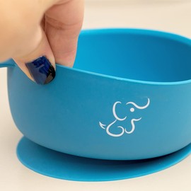 PAPU BABY Set Mis Primeros Platos -1 Plato Hondo/Bowl/Tazón y 1 Plato de Divisiones de silicón. Base de succión. Libres de BPA (Azul Indigo)