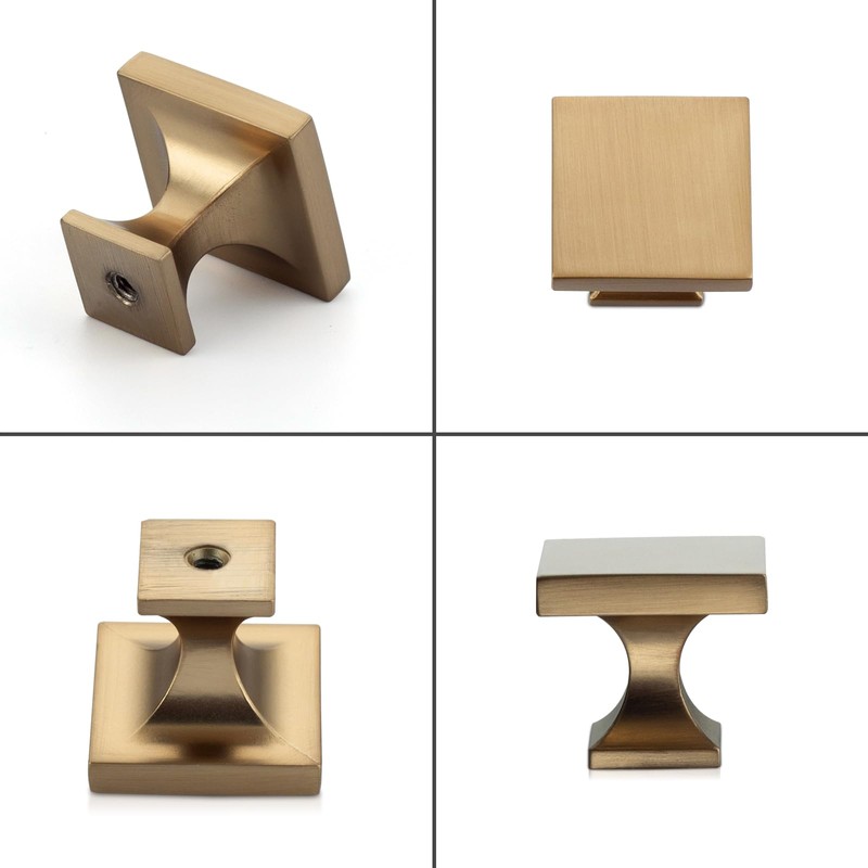 Haliwu 10 Pack Champagne Bronze Cabinet Knobs Brushed Brass Knobs