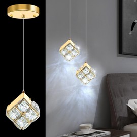 dolria Modern Crystal Chandeliers 1-Lights Pendant Lights for Kitchen Island LED Dimmable Light Fixture 3000K 6000K
