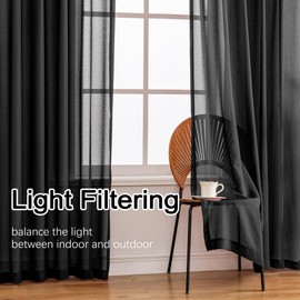 Pinch Pleat Sheer Curtains 84 Inch Length 2 Panels Set,Black Tree Branch Texture Sheer Curtains for Bedroom Living Room Pinch Pleated Soft Touch Light Filtering Drapes(Black,42 W x 84 L,2 Panels)