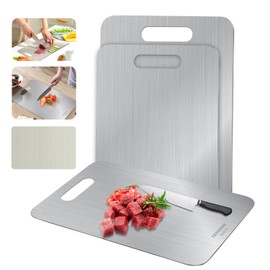 GENXONE Stainless Steel Cutting Boards for Kitchen, SUS316 Steel Large Cutting Board for Meat, Dishwasher Safe, (15.4x11in) 1pack