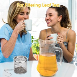 Tea Infuser, Stainless Steel Extra Fine Mesh Tea Ball Strainer Soup Seasonings Seperation Basket Spice Filter with Extended Chain Hook for Brew Tea Spices Seasonings (3.94 x 3.94 inch)