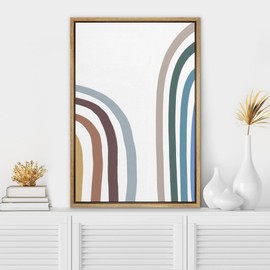 SIGNWIN Framed Canvas Print Wall Art Dark Dual Nordic Rainbow Collage Abstract Shapes Illustrations Modern Chic Colorful Multicolor for Living Room, Bedroom, Office - 16"x24" Natural