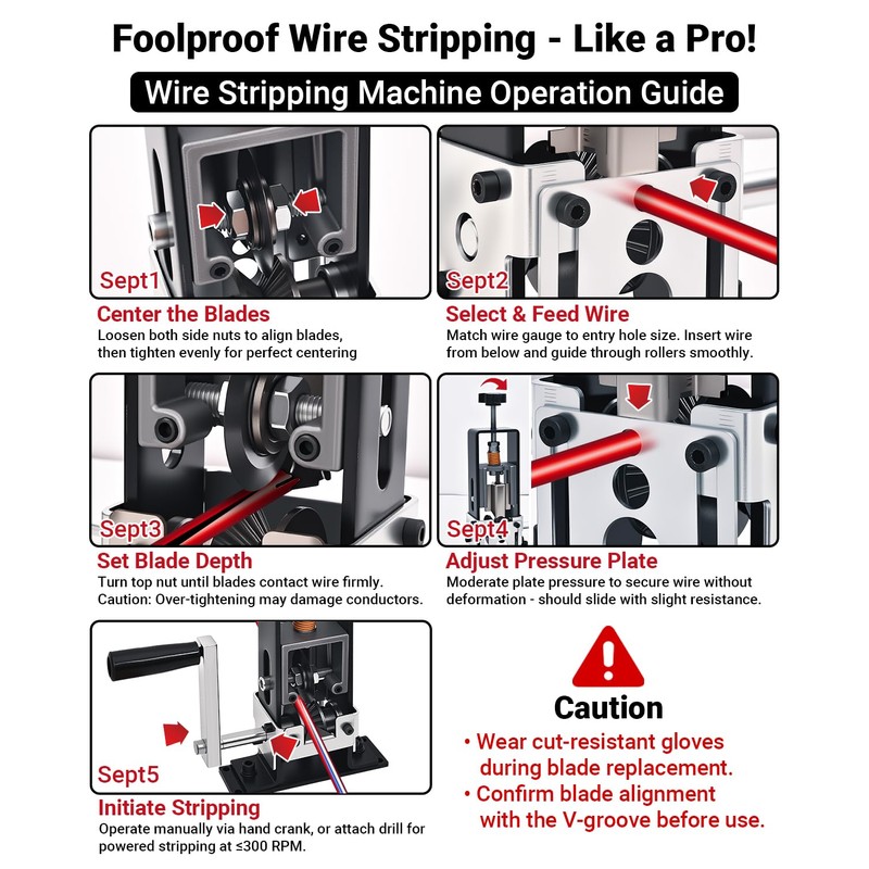 Vorhixa Wire Stripper Machine, 0.06-1 inch Manual Wire Stripping Machine