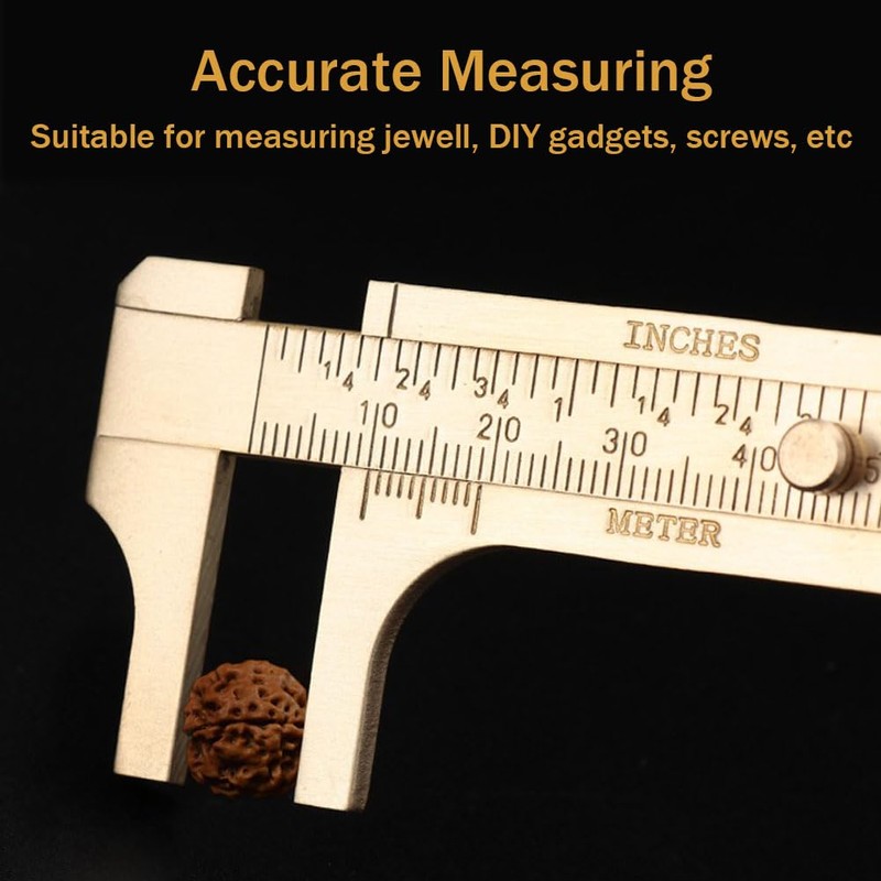 Brass Pocket Caliper with Double Scale Sliding Gauge Bead Measuring
