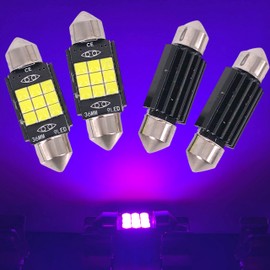 SOCAL-LED LIGHTING 36mm Festoon LED Bulb Canbus Super Bright 3030 Chipset Car Interior Dome Light 6418 Map Light, Purple, Pack of 4