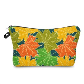 LOOMILOO Travel Makeup Bag Small, Toiletry Pouch Adorable Roomy Travel Water Resistant Cosmetic Purse Accessories Organizer Women Gift(Maple Leaf 55539)