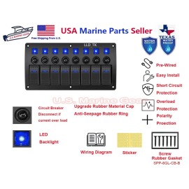 Mear Gear 8 Gang Switch Panel Circuit Breaker Toggle Car Boat Marine RV Truck Camper