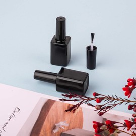 GTHER 20PCS Empty Nail Polish Bottles, Glass Refillable Nail Polish Bottles Container Vials with Brush Cap & Funnel & Mixing Balls, Black (15ML)