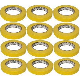 Bosna Automotive Refinish Masking Tape, 3/4 Inch 12 Rolls, Yellow