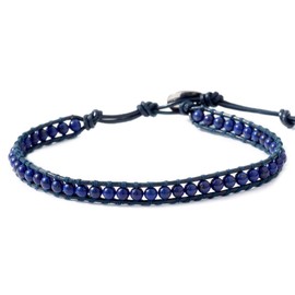 Binich Natural Stone Leather Anklet, 4. Lapis Lazuli x Blue