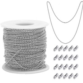 Yeenano 5 Meter Roller Blind Chain,Stainless Steel 3mm Ball Bead Chains with 20 Pcs Matching Connectors,Vertical Blinds Repair Parts,for Roller Blinds,DIY Home&Kitchen Repair,Jewellery Making Chain.