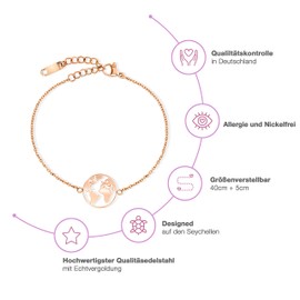 Lenira World Globe Bracelet - Filigree Women's Bracelet - Perfect as a Gift, Stainless Steel