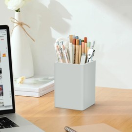 Pen Holder for Desk,Nordic Elegance Square Silicone Pencil Holder Soft Minimalist Desk Pen Cup Stand Waterproof Multifunctional Office Supplies for Home,Kids and School(Grey)