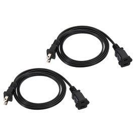 PATIKIL 5Ft Extension Cord, SPT-2 18AWG ETL Listed 2 Pack Black Indoor Outdoor Extension Cord 2 Prong Power Wire Female/Male Low-Profile Plug for Lamp Fans TV