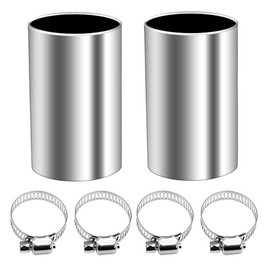 Exhaust Pipe Auxiliary Heater Connector, Diameter 24 mm, Stainless Steel Pipe Connector, Blunt with 4 Clips, 50 mm Exhaust Extension Tube for Car, Truck & Boat Heating Systems, Pack of 2