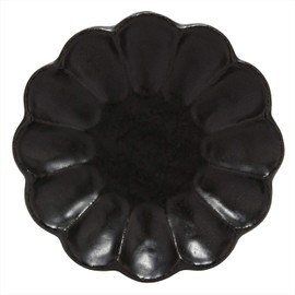 うつわ魯庵 Mino Ware 555-0045 Kaneko Komohei Linka Plate, Serving Plate, Black, Kneeling Flowers, Diameter 5.5 inches (14 cm), Microwave and Dishwasher Safe, Made in Japan