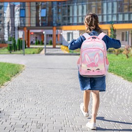 Unicorn Backpacks for Children Girls Primary School Backpack Cute Children's Backpack for Girls Backpacks, Rabbit Flower Pink, Unicorn Rabbit Pattern