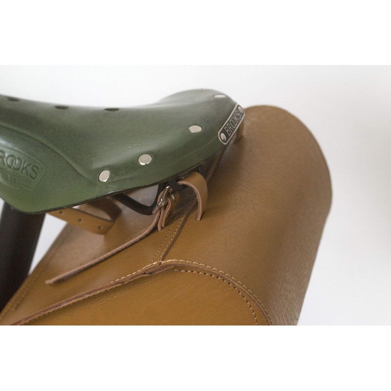 London Craftwork Large Bicycle Bag Genuine Leather Saddle/Handlebar/Frame Bag HONEY