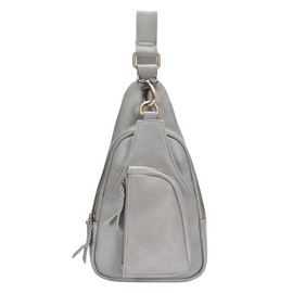 MMS Brands Antik Kraft Tasha Crossbody Sling (Grey) | Vegan Leather Crossbody Bag for Women with 16-20" Strap | Sling Bags for Women with Durable Antique Brass Hardware | 7in x 2.5in x 12.5in |
