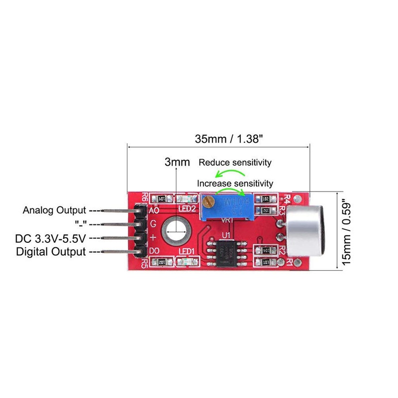 Youmile 5pcs Microphone Sound Sensor Module AVR PIC Dupont Cable