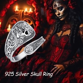 POPLYKE 925 Sterling Silver Butterfly Dragonfly Ring for Women Vintage Dragonfly Jewellery Gothic Gifts Adjustable Open Ring, Sterling Silver, No Gemstone