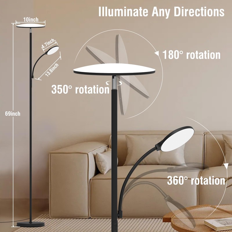 Floor Lamp, 2025 Upgraded 42W 4500LM Super Bright LED Floor
