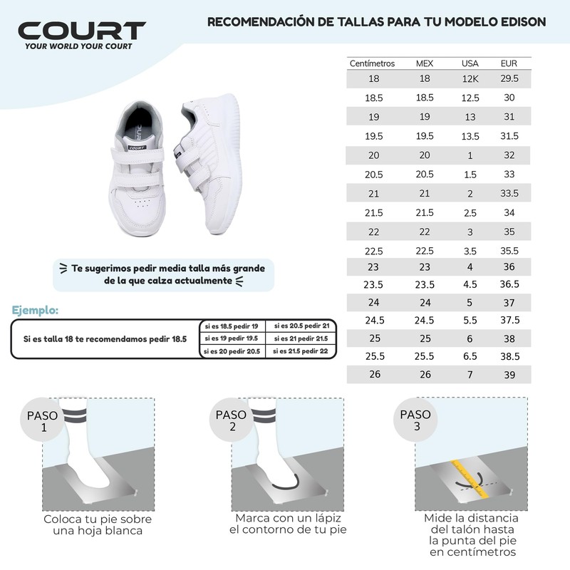 COURT Tenis A3974E Color Blanco Blanco-20