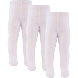 Inibini Baby Tights for Boys and Girls 98% Cotton Plain Basic Children's Tights Pack of 3 - White, size: 86-92